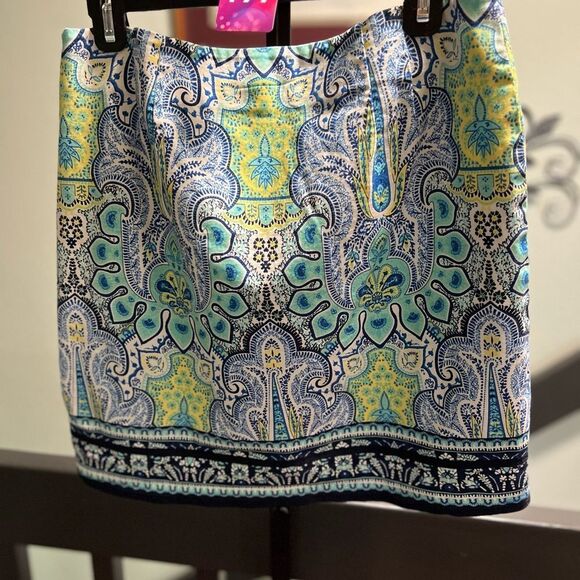 Talbots Vibrant Blue and Yellow Pencil Skirt #DO197 - Picture 6 of 6